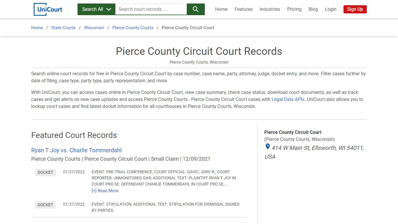 Pierce County Circuit Court Records | Pierce | UniCourt